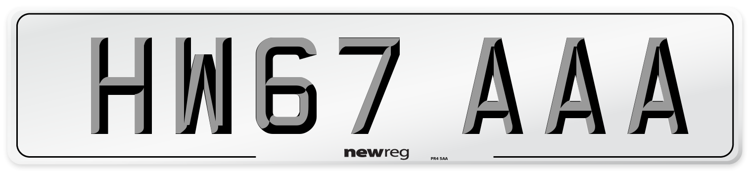 HW67 AAA Number Plate from New Reg